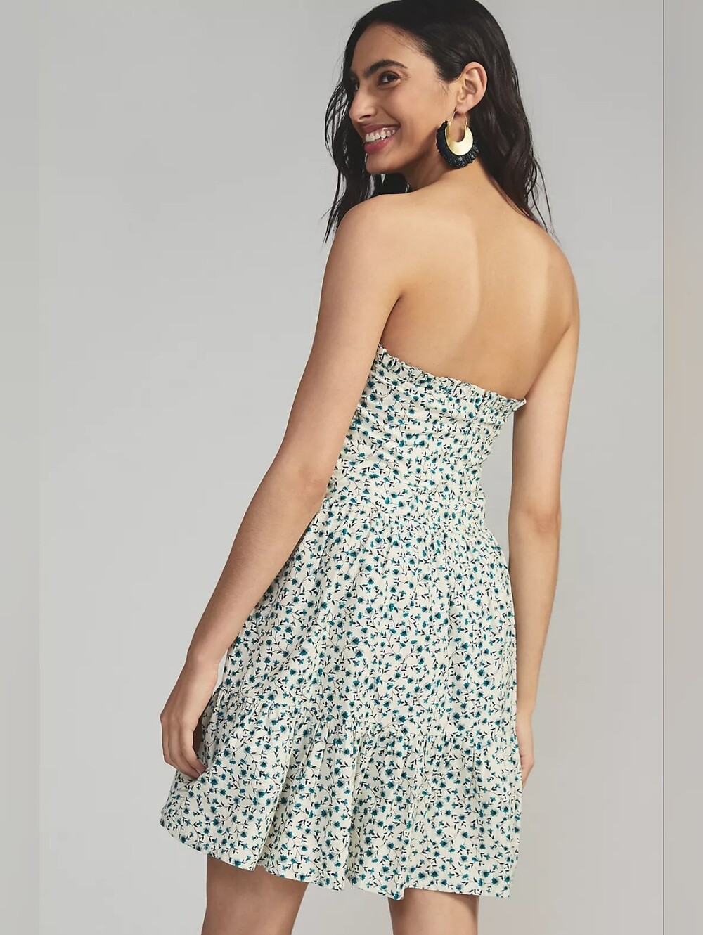 Forever That Girl Anthropologie Strapless Ditsy Floral Mini Dress Womens Size M - Picture 2 of 9